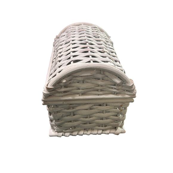 White Woven- Mini Table Top Chest with Lid- 8x6 in some wear- whimsigoth 90s - Picture 6 of 8